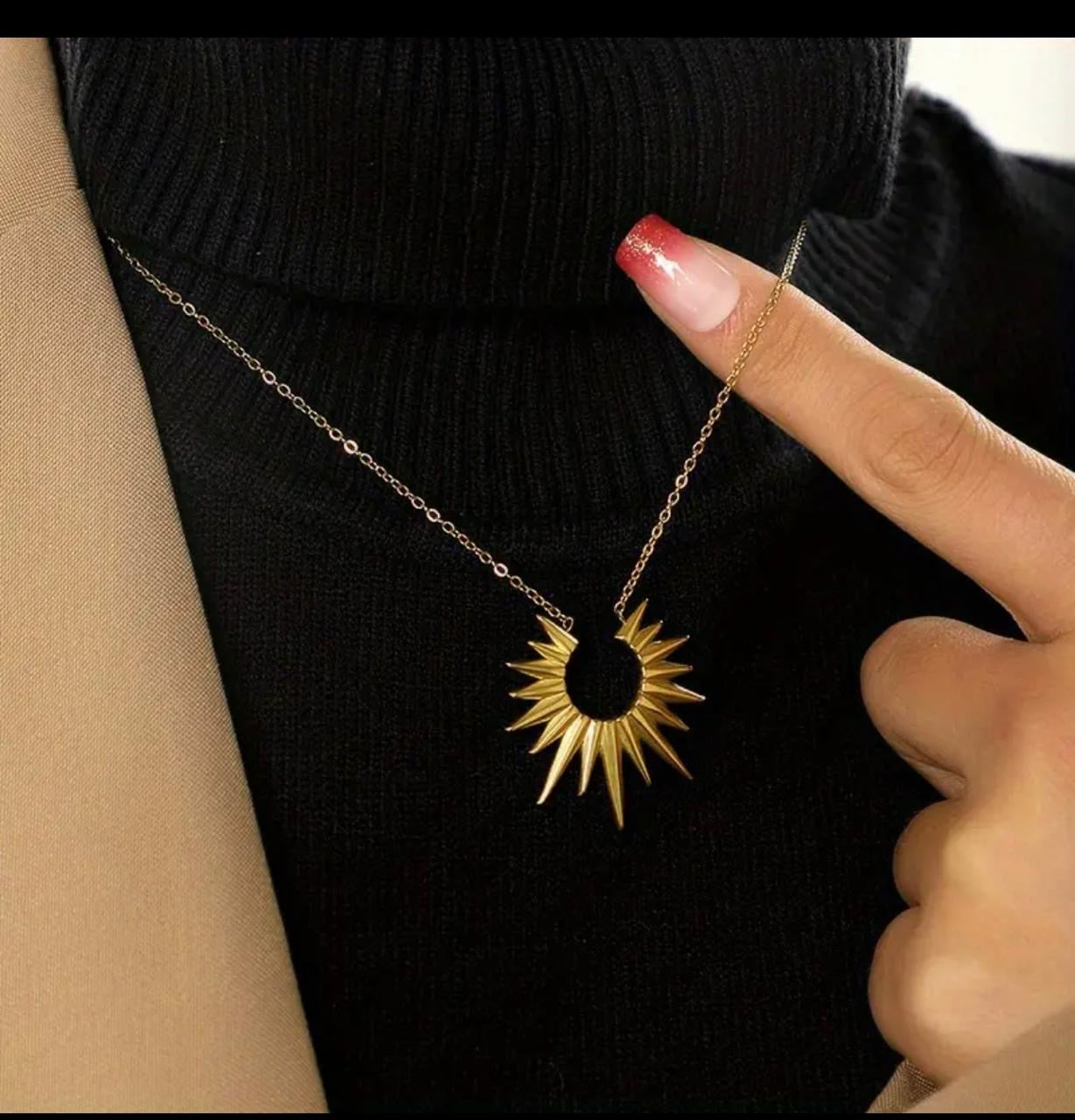 Golden Sunburst Pendant Chain