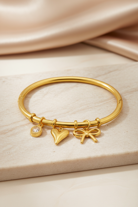 Golden Grace Charm Bangle