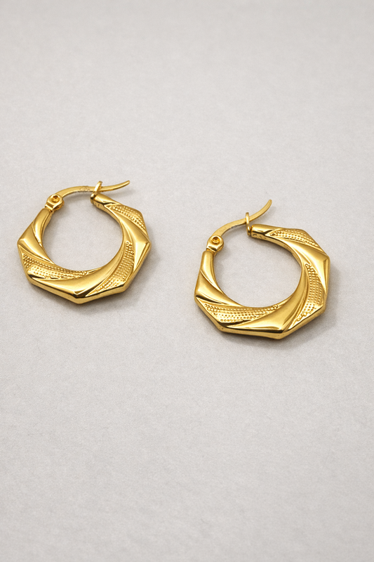 Aurora Twist Hoop Earrings - Gold