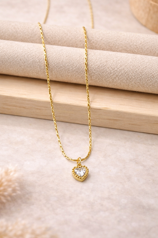 Golden Spark Heart Necklace