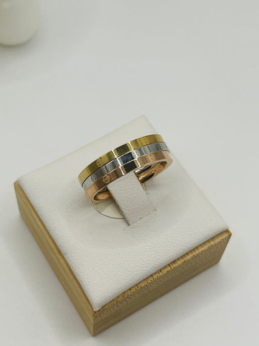 Unisex Tricolor Stackable Band Ring Set