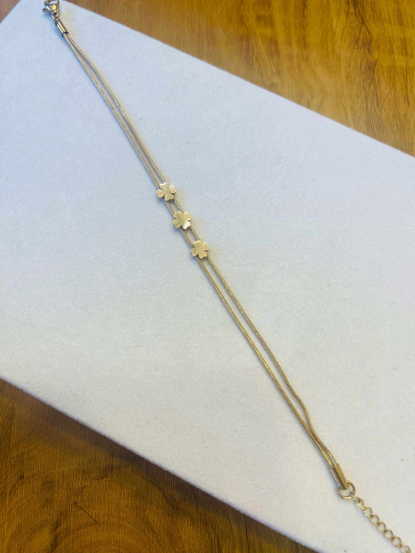 Golden Clover Charm Bracelet