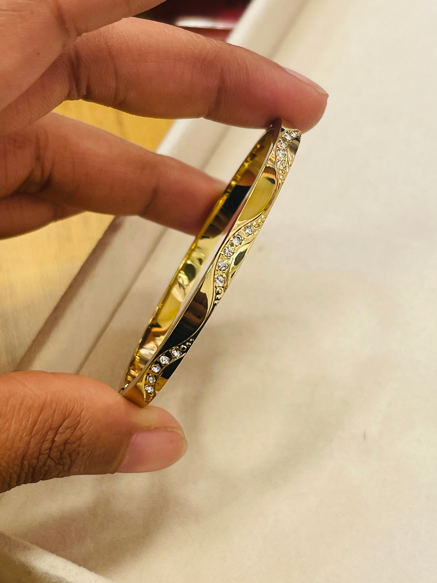 Crystal Line Gold Bangle