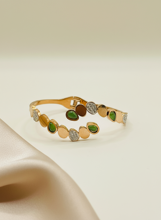 Rose Gold Bypass Cuff with Mixed Stones