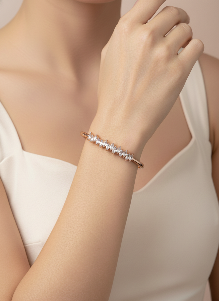 Rose Gold Marquise Gem Bangle