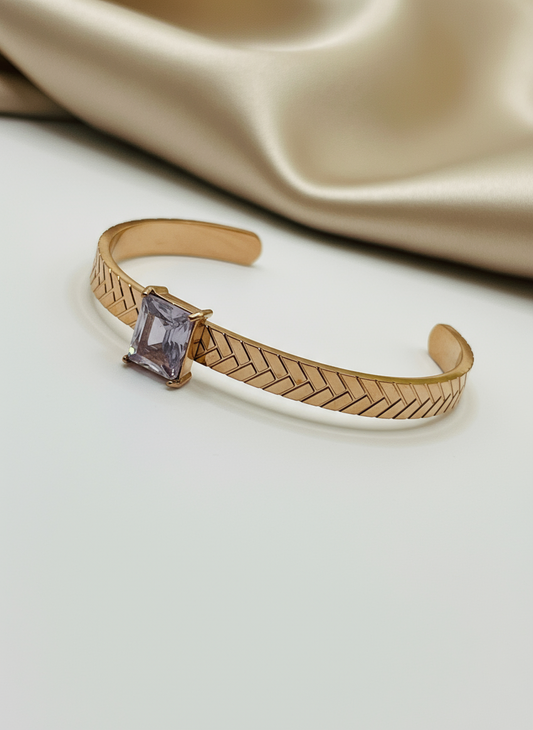 Herringbone Cuff Bangle- Rose Gold