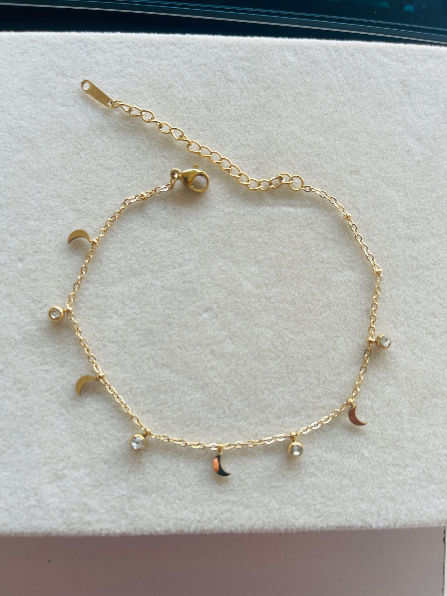 Luna Crescent Charm Anklet