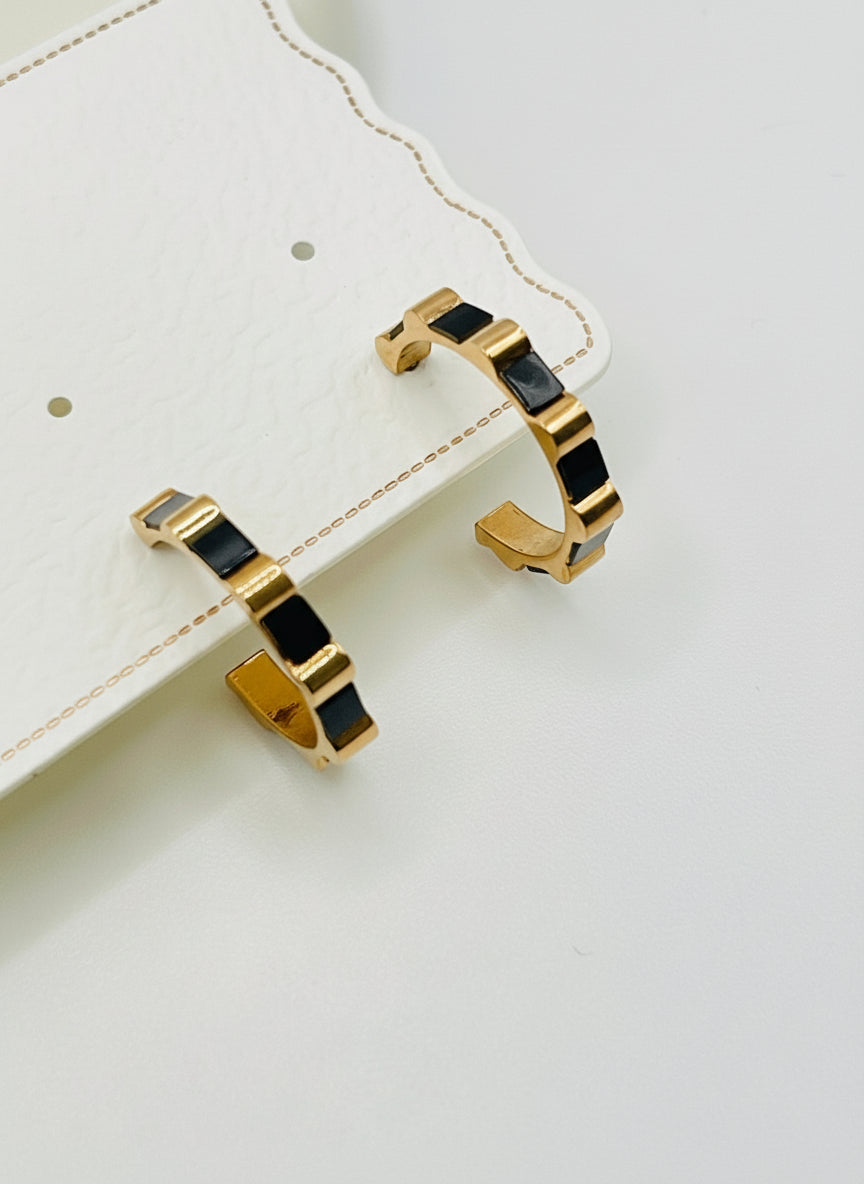 Rose Gold and black earrings