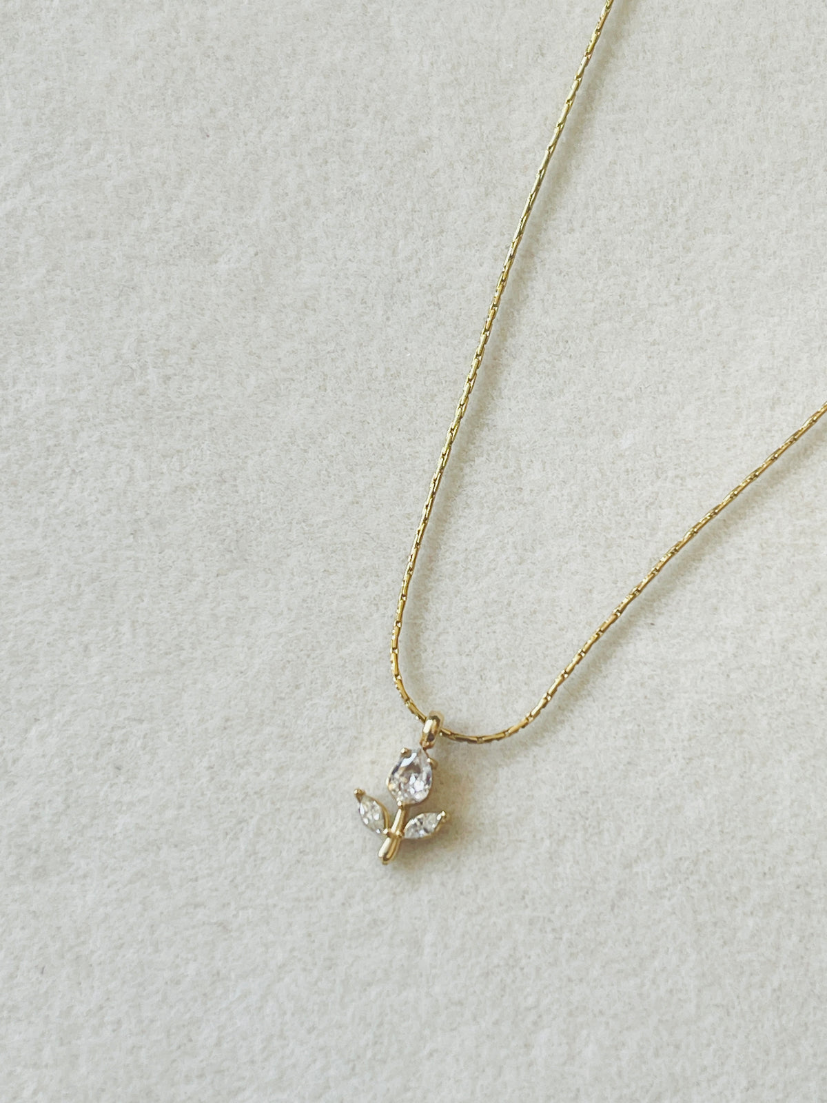 White Tulip Crystal Pendant Necklace