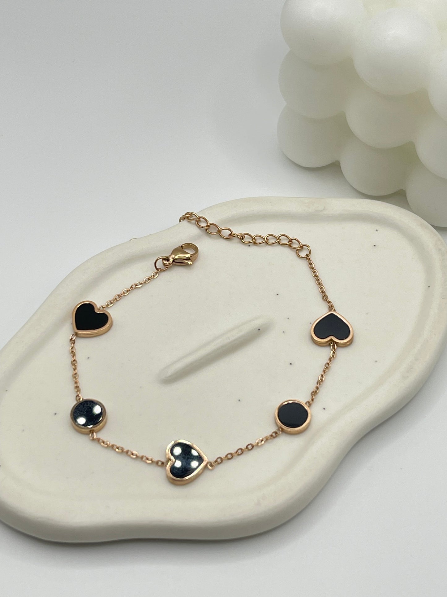 Midnight Heart-Circle Bracelet