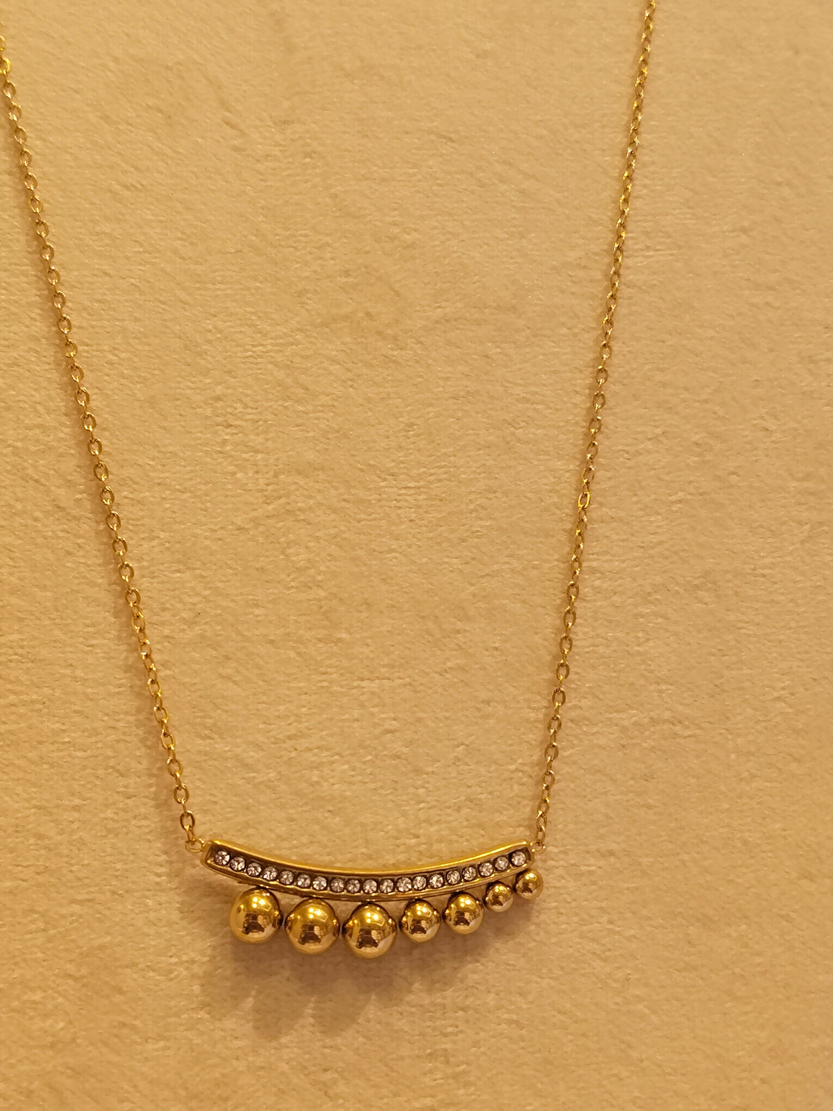 Gold Bar & Beads Crystal Necklace
