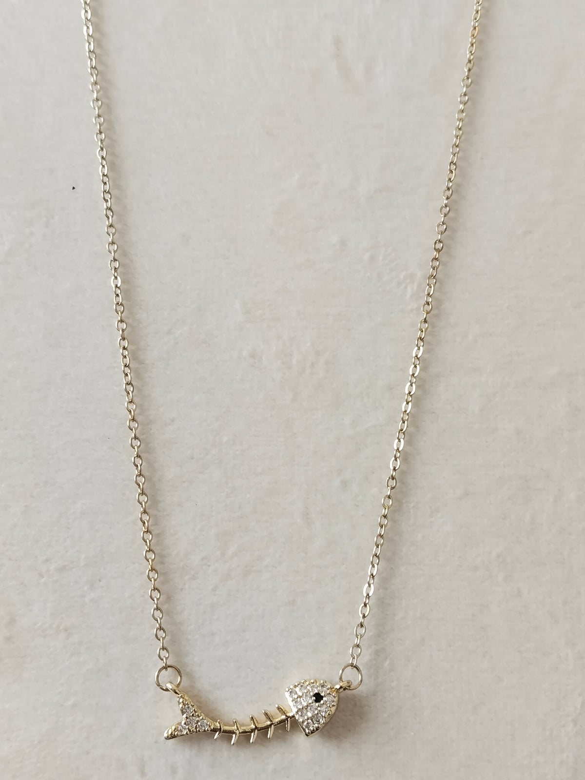 Crystal Fish Bone Necklace