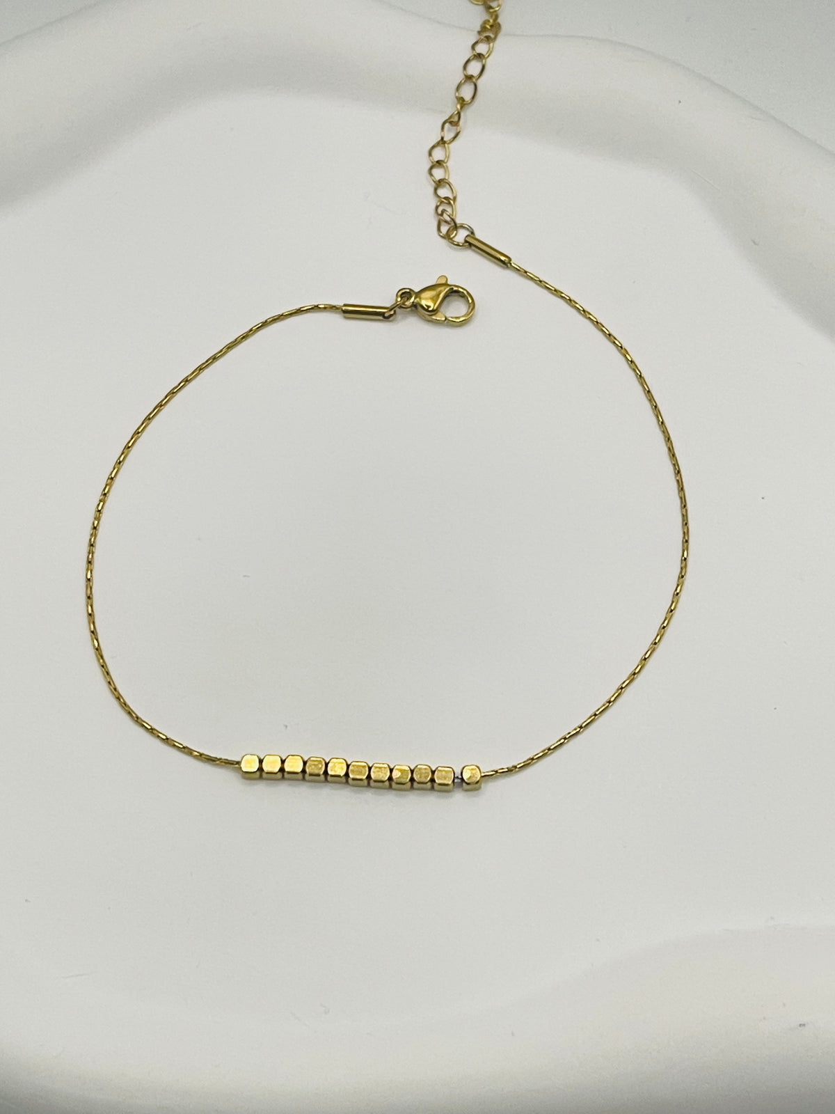 Cube Bead Bar Box Chain Anklet