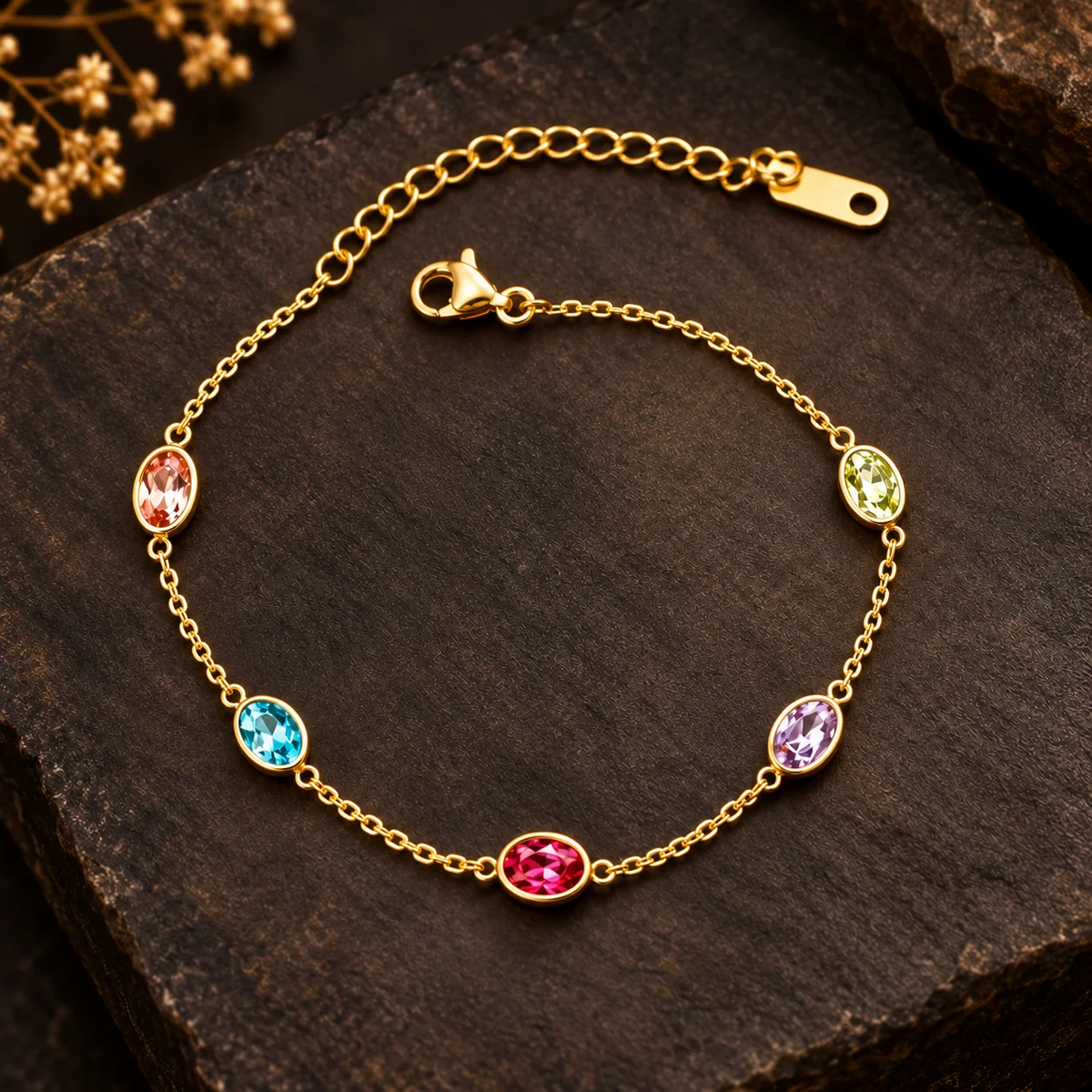 Multicolour Oval Stone Bracelet