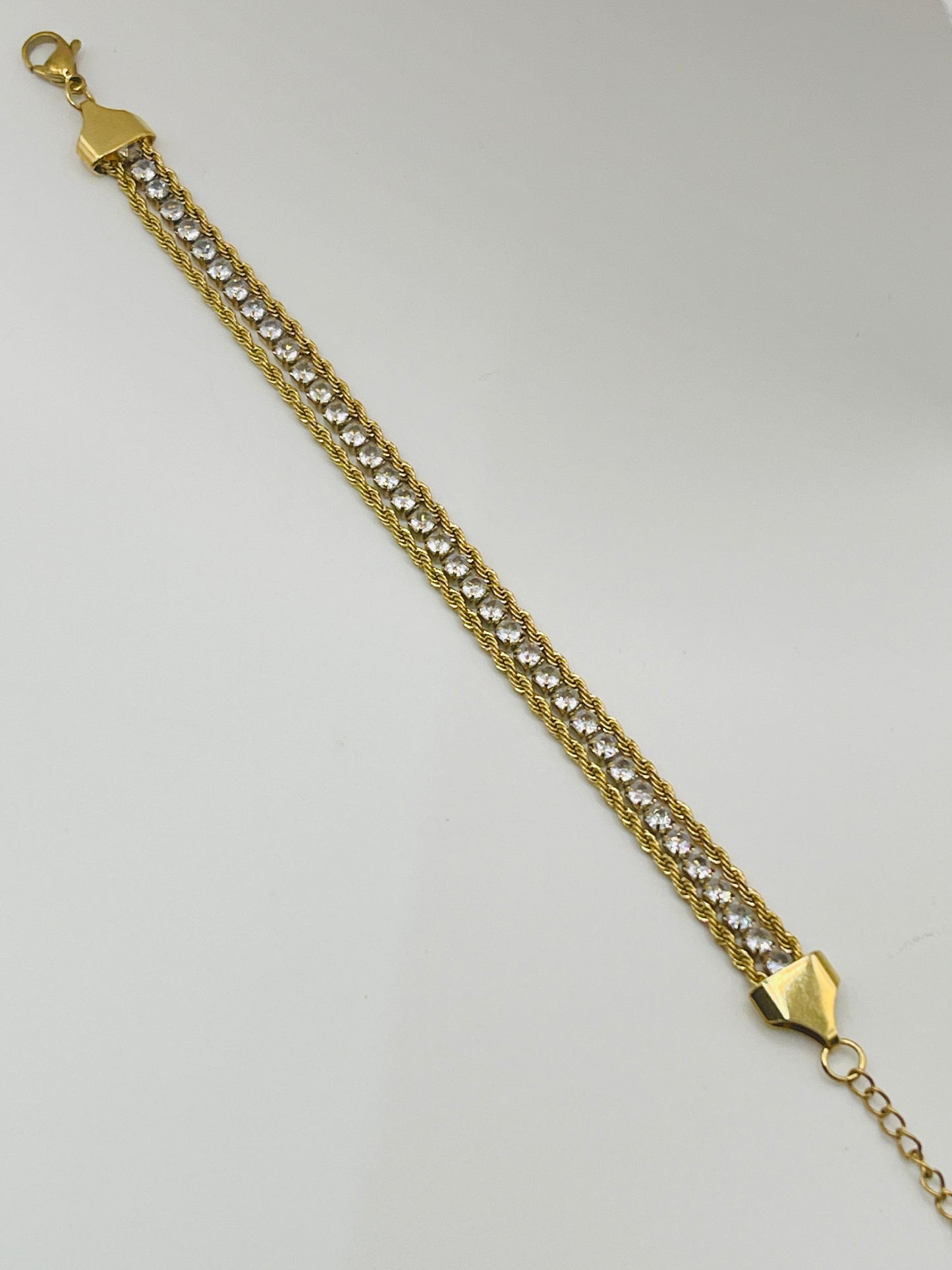 Crystal Twist Dual Chain Bracelet