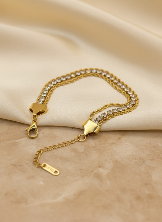 Crystal Twist Dual Chain Bracelet