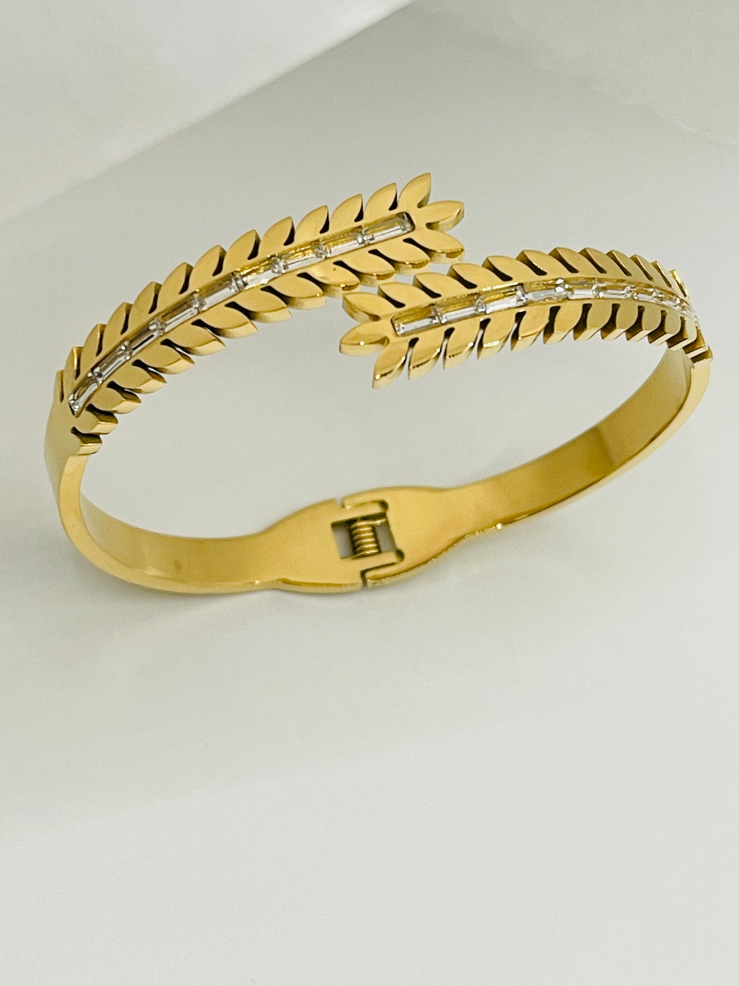 Golden Laurel Leaf Cuff Bangle