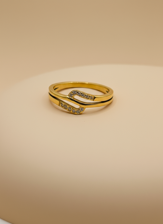 Gold-Plated Pave Crossover Bypass Ring