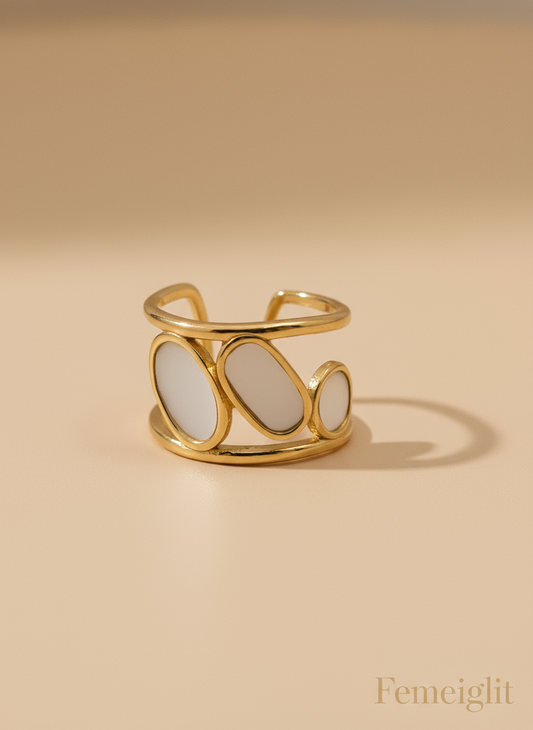 Modern Abstract MOP Cuff Ring