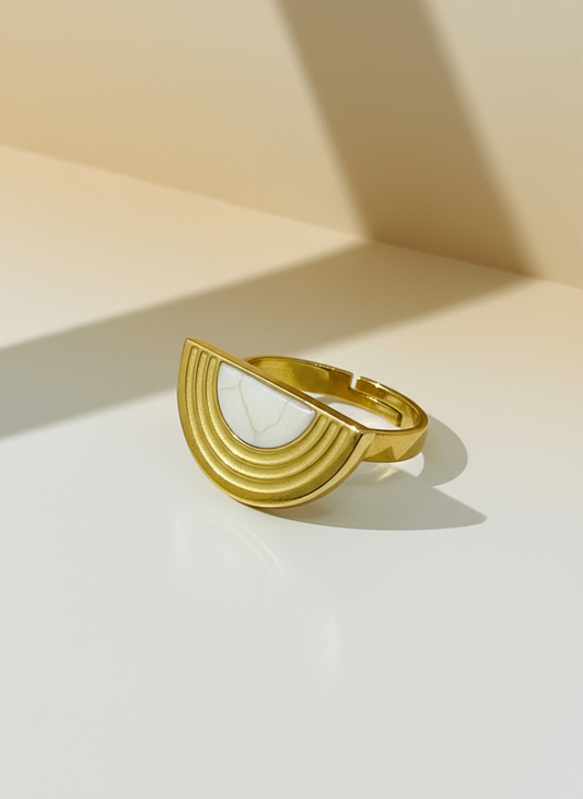 Gilded Crescent Adjustable Ring