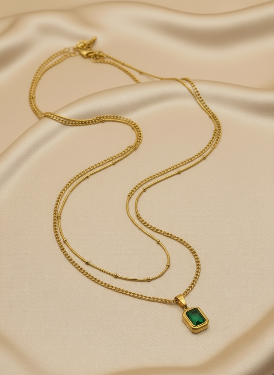 Emerald Layered necklace