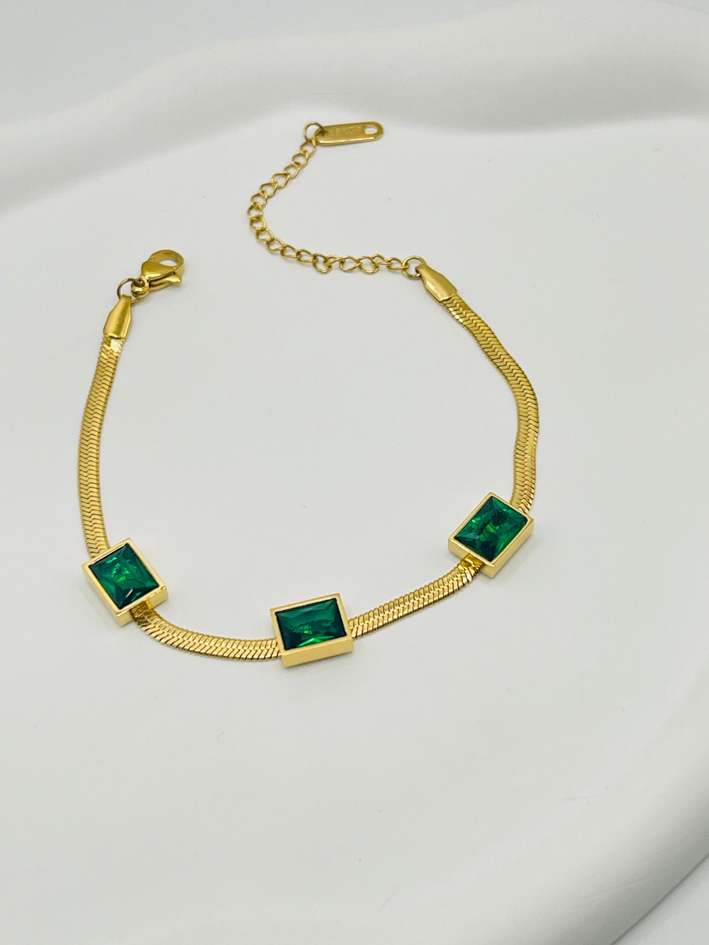 Emerald Snake Chain Bracelet