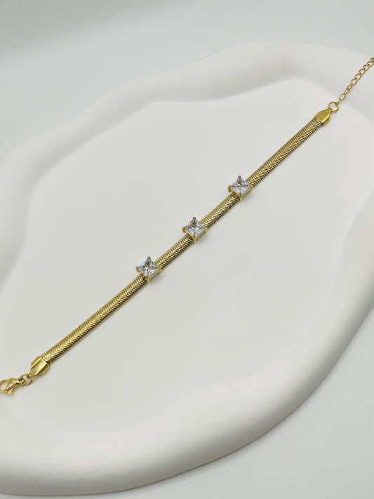 Princess Cut Pave Chain Bracelet