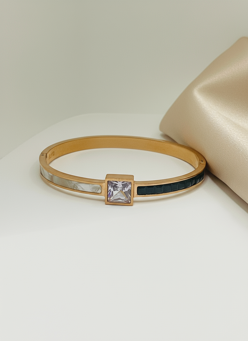 Tricolor Split-Band Bangle-Rose Gold
