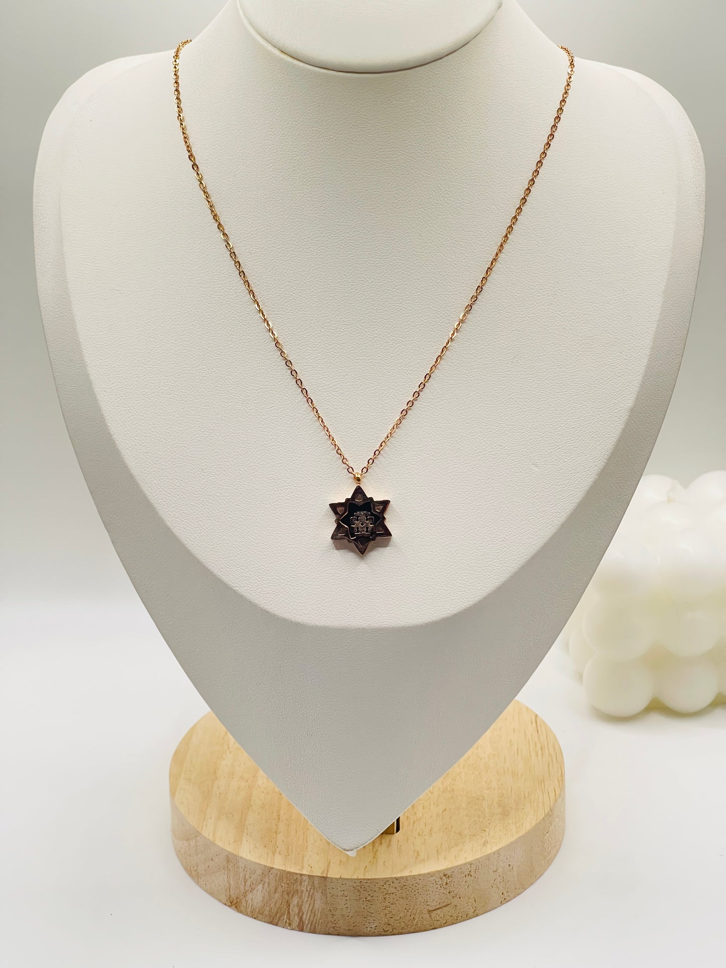 Rose Gold Black Star Pendant Necklace