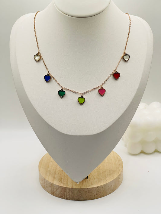 Dangling Hearts Rose Gold Necklace