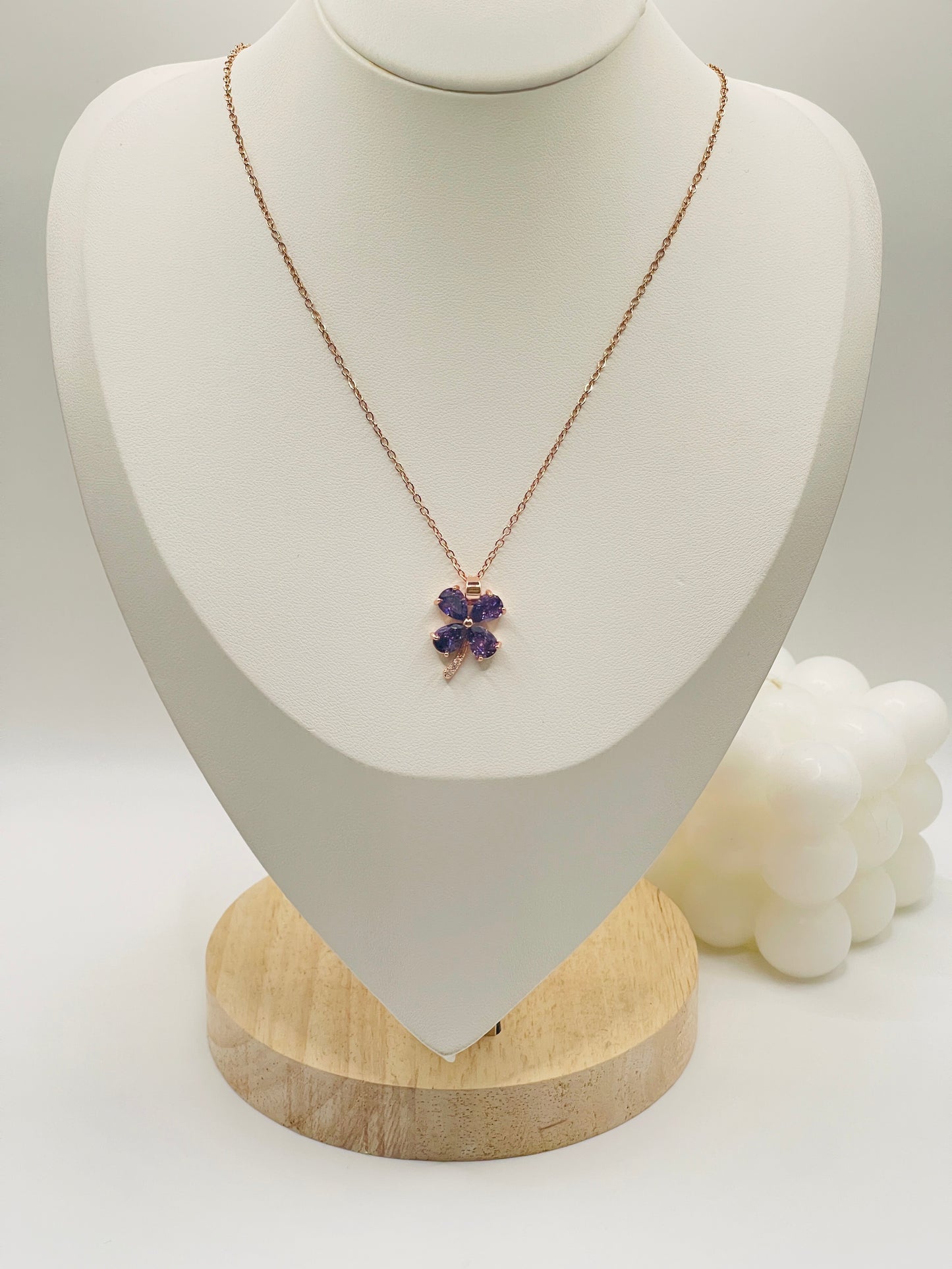 Purple Charm Rose Gold Necklace