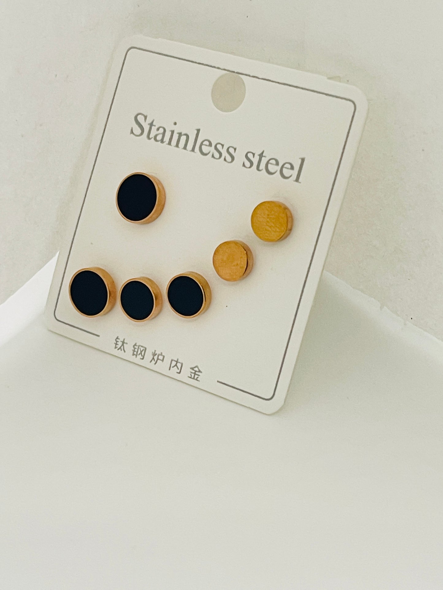 Rose Gold Minimalist Disc Stud Earing Set