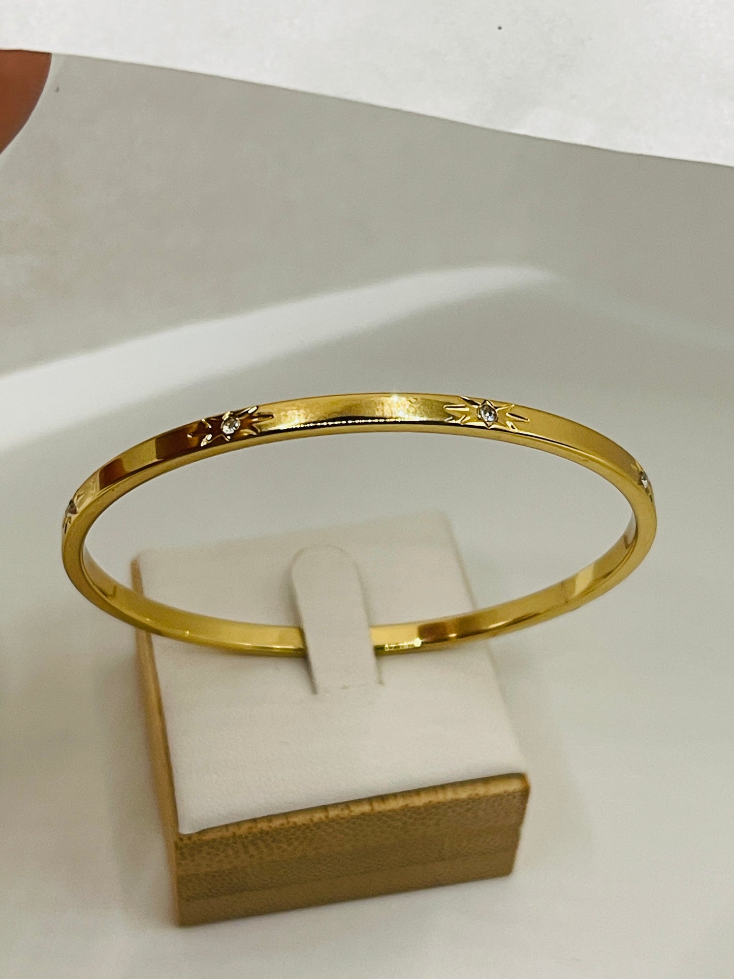 Gold Starburst Crystal Hinge Kids Bangle
