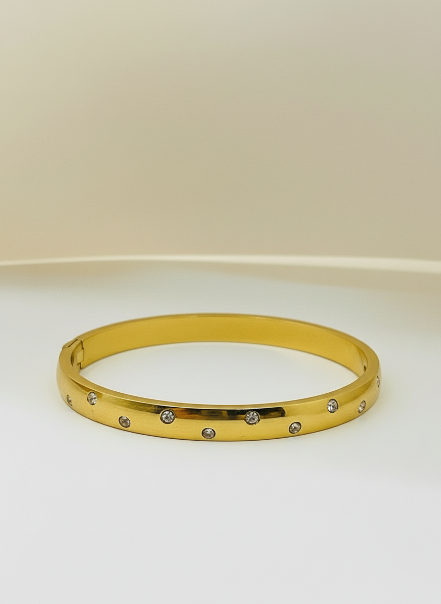 Gold Crystal Dot Studded Kids Bangle