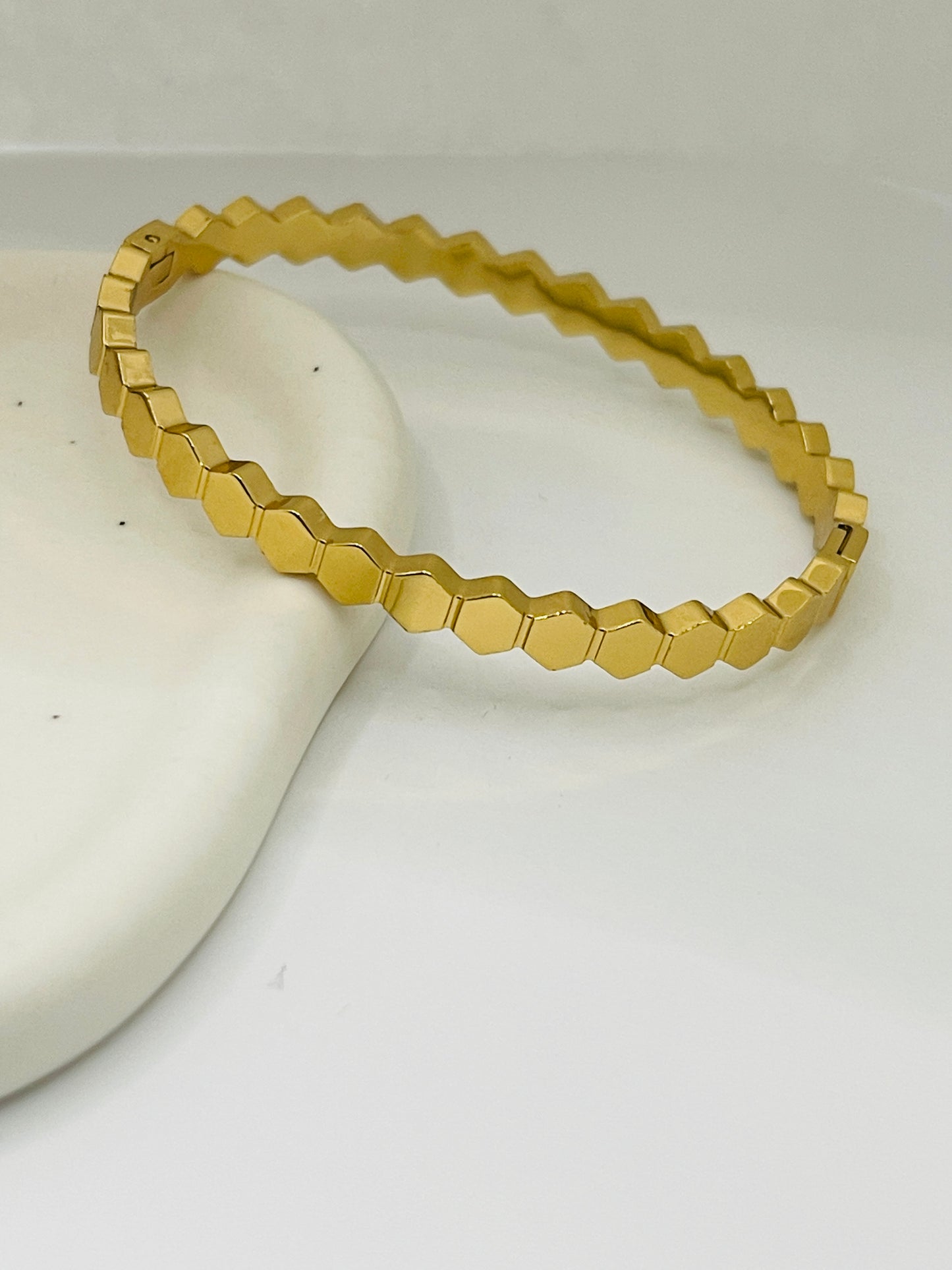 geometrically Gold Hexagon Kids Bangle