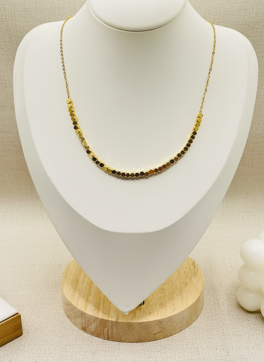 Gold Cube Bead Statement Necklace