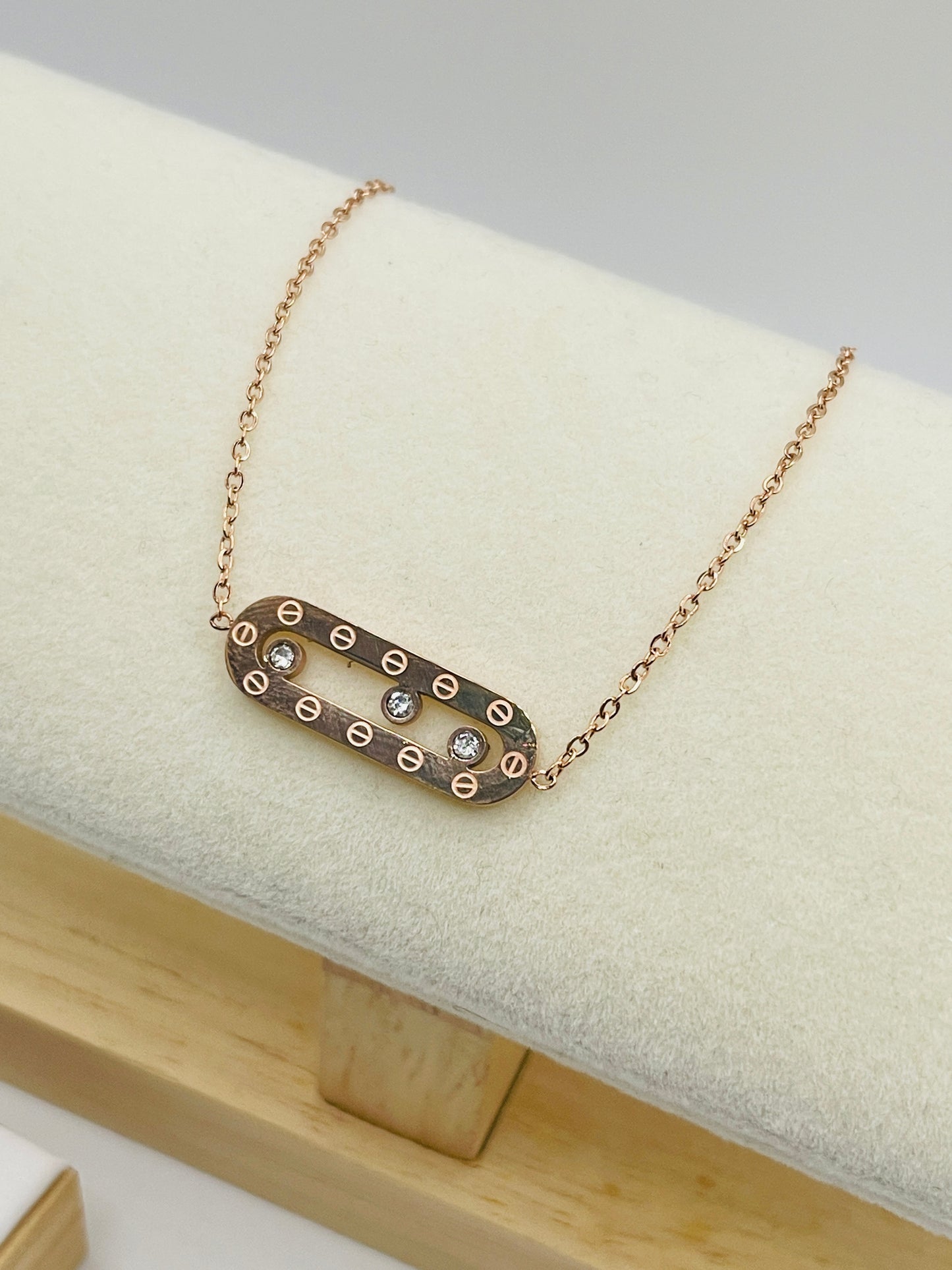 Rose Gold Sparkle Oval Link Bracelet