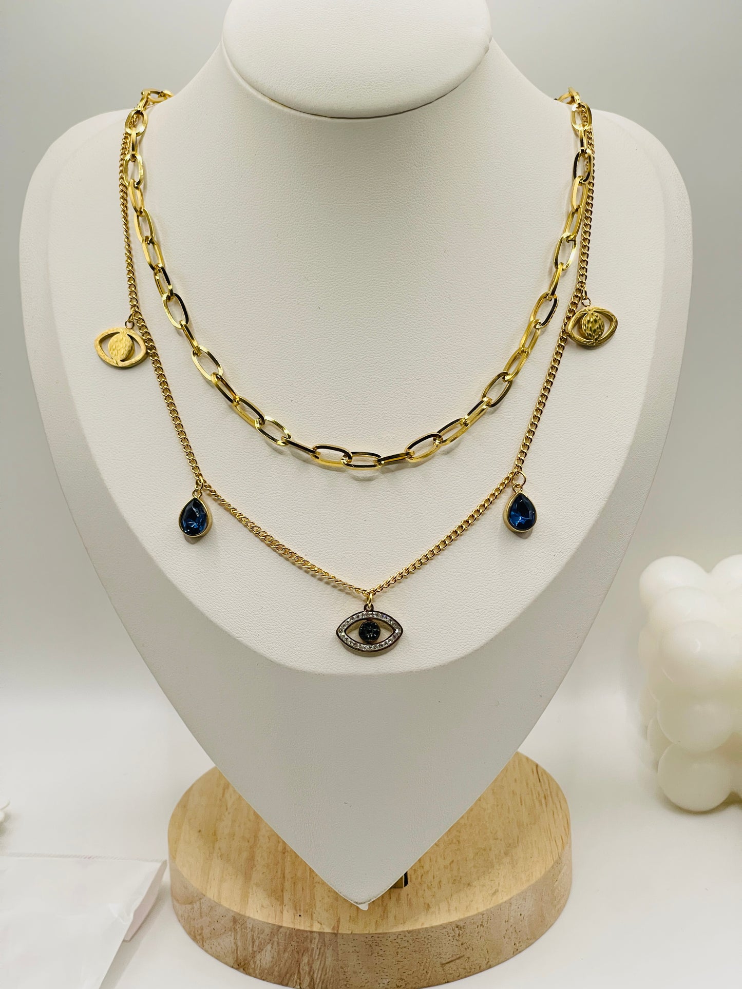 Gold Layered Evil Eye & Charm Necklace