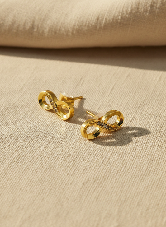 ♾️ Infinity Gold Stud Earrings