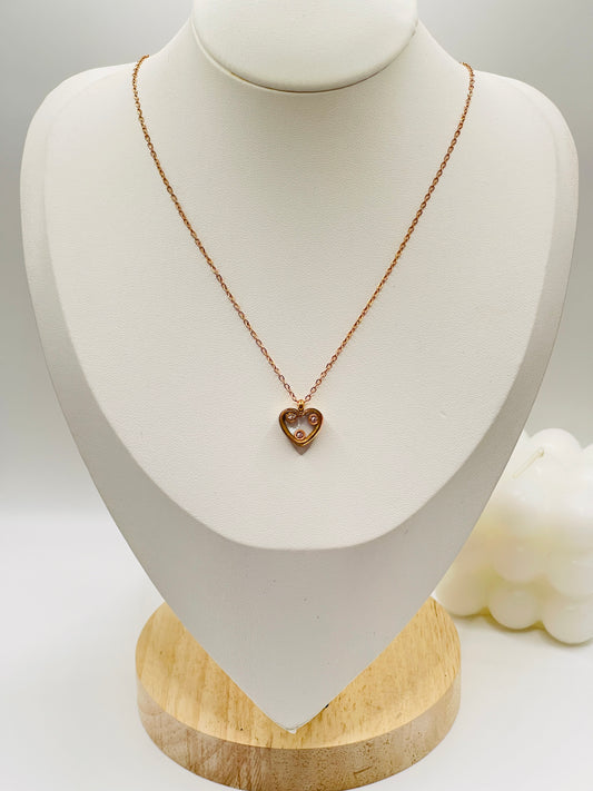 Rose Gold Floating Heart Pendant Necklace