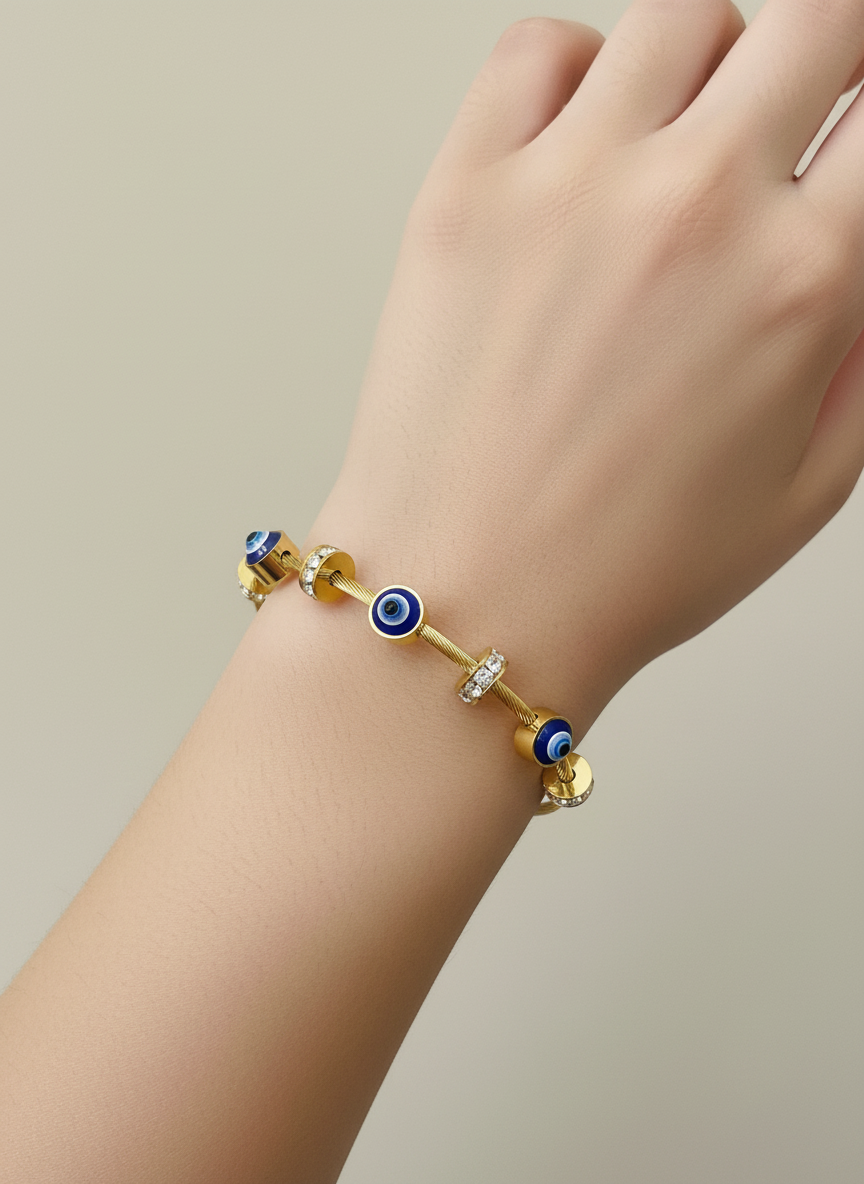 Kids Gold Evil Eye Bangle
