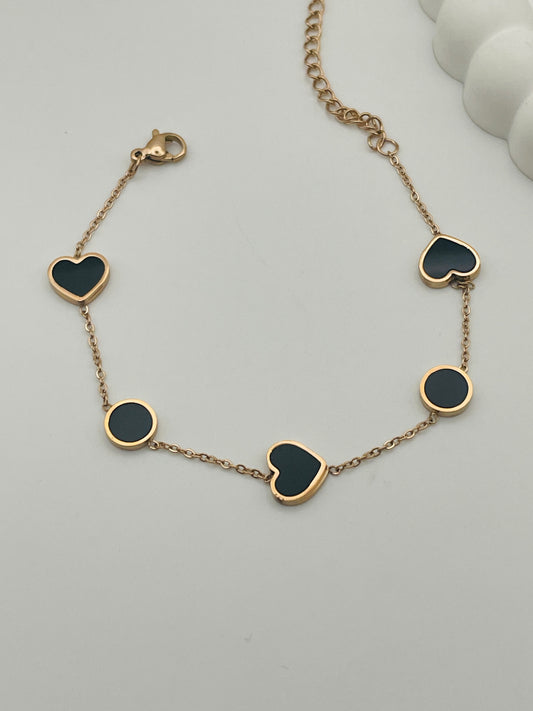 Midnight Heart-Circle Bracelet