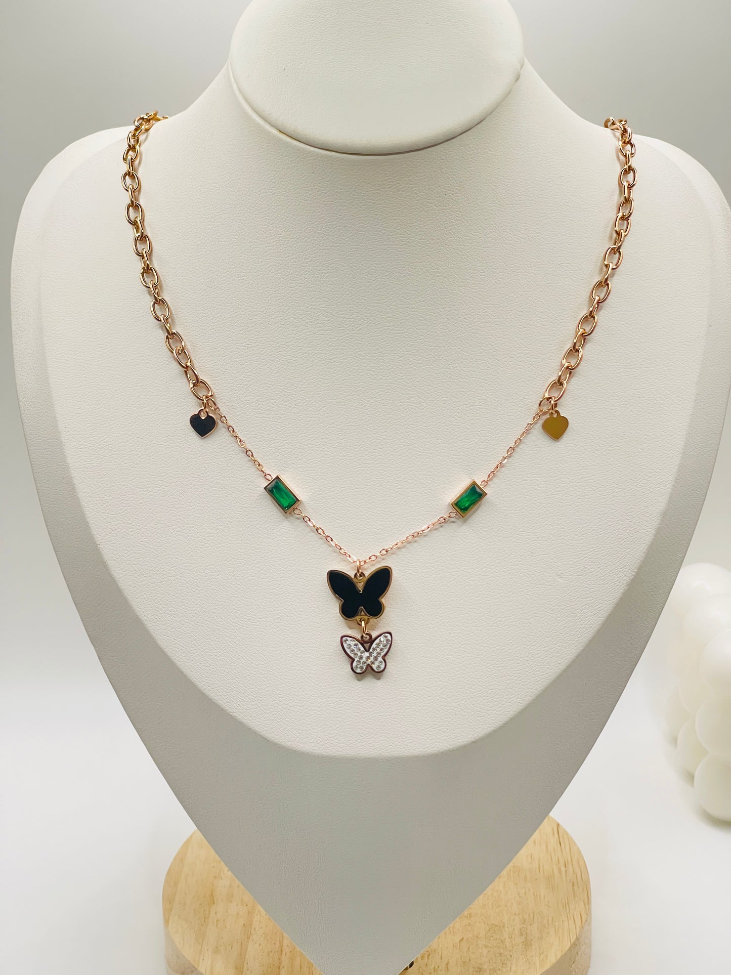 Rose Gold Flutter Charm Necklace