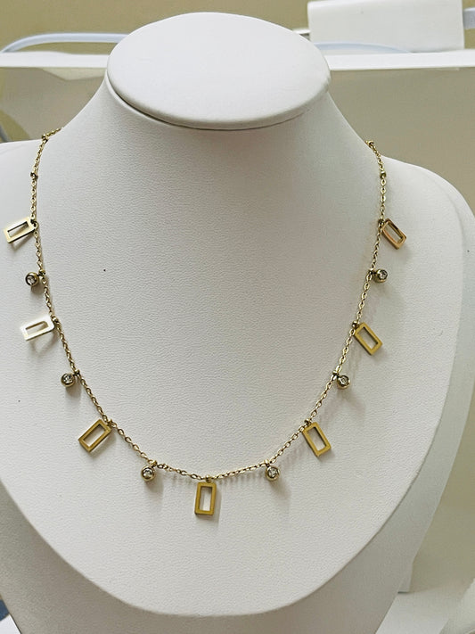 Plated Rectangle Charm Necklace