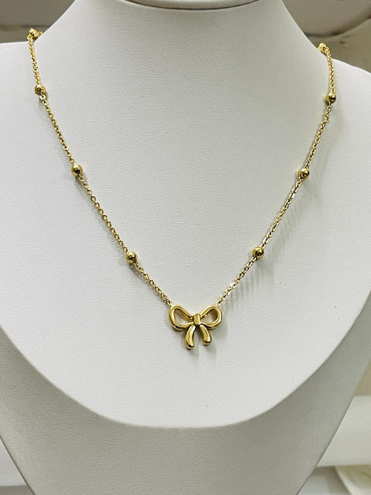 The Petite Bow Station Necklace