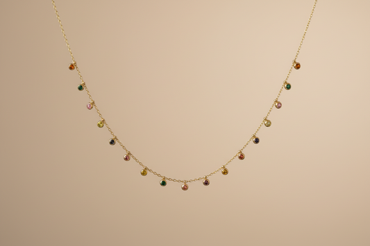 Rainbow Charm Drop Necklace