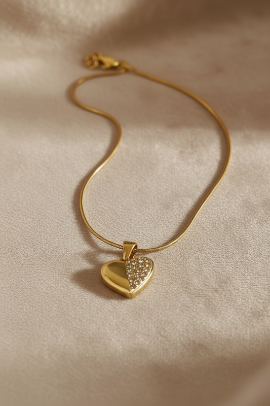 Golden Heart Spark Pendant Necklace