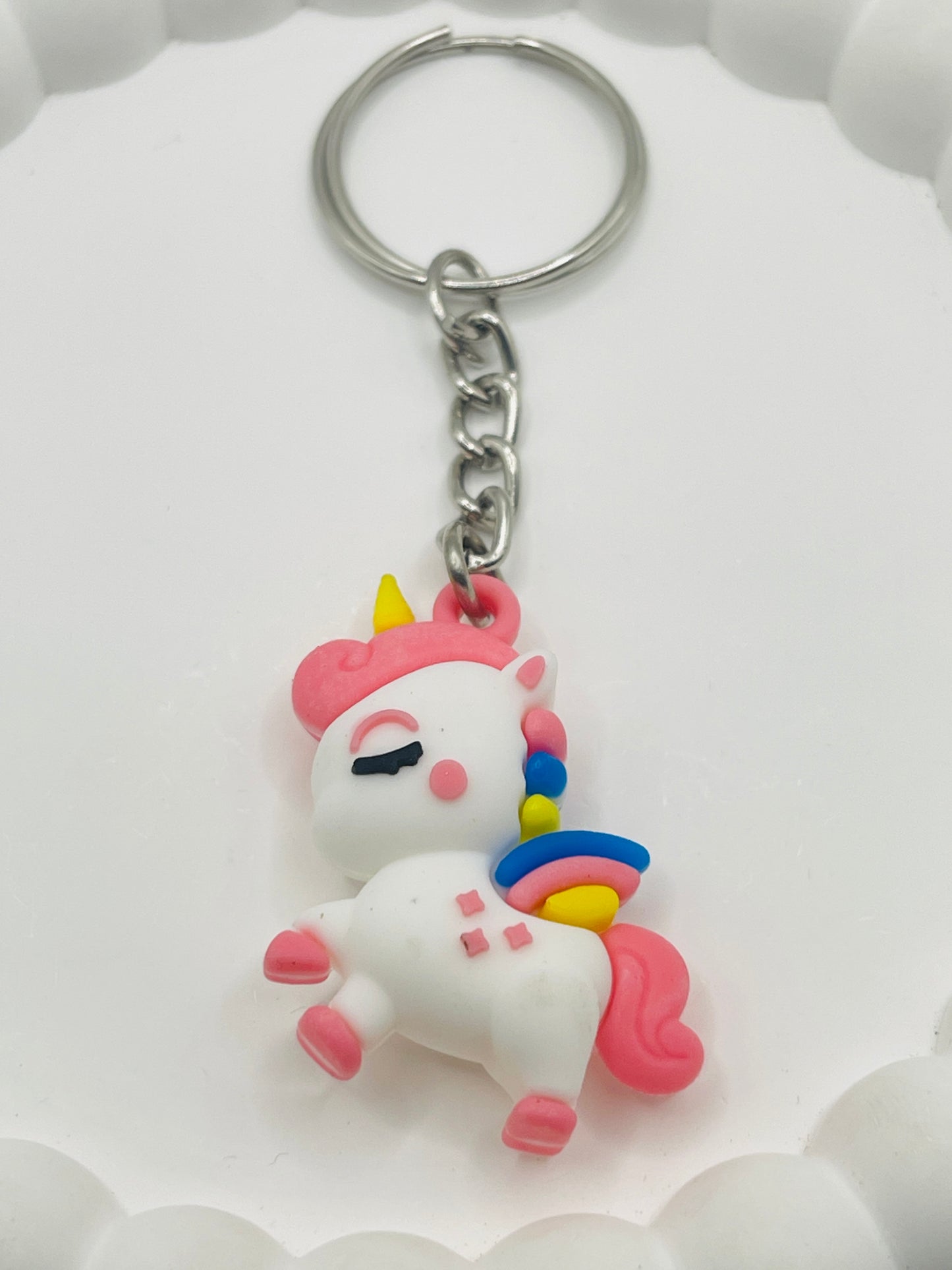 Unicorn Pink/White Keychain