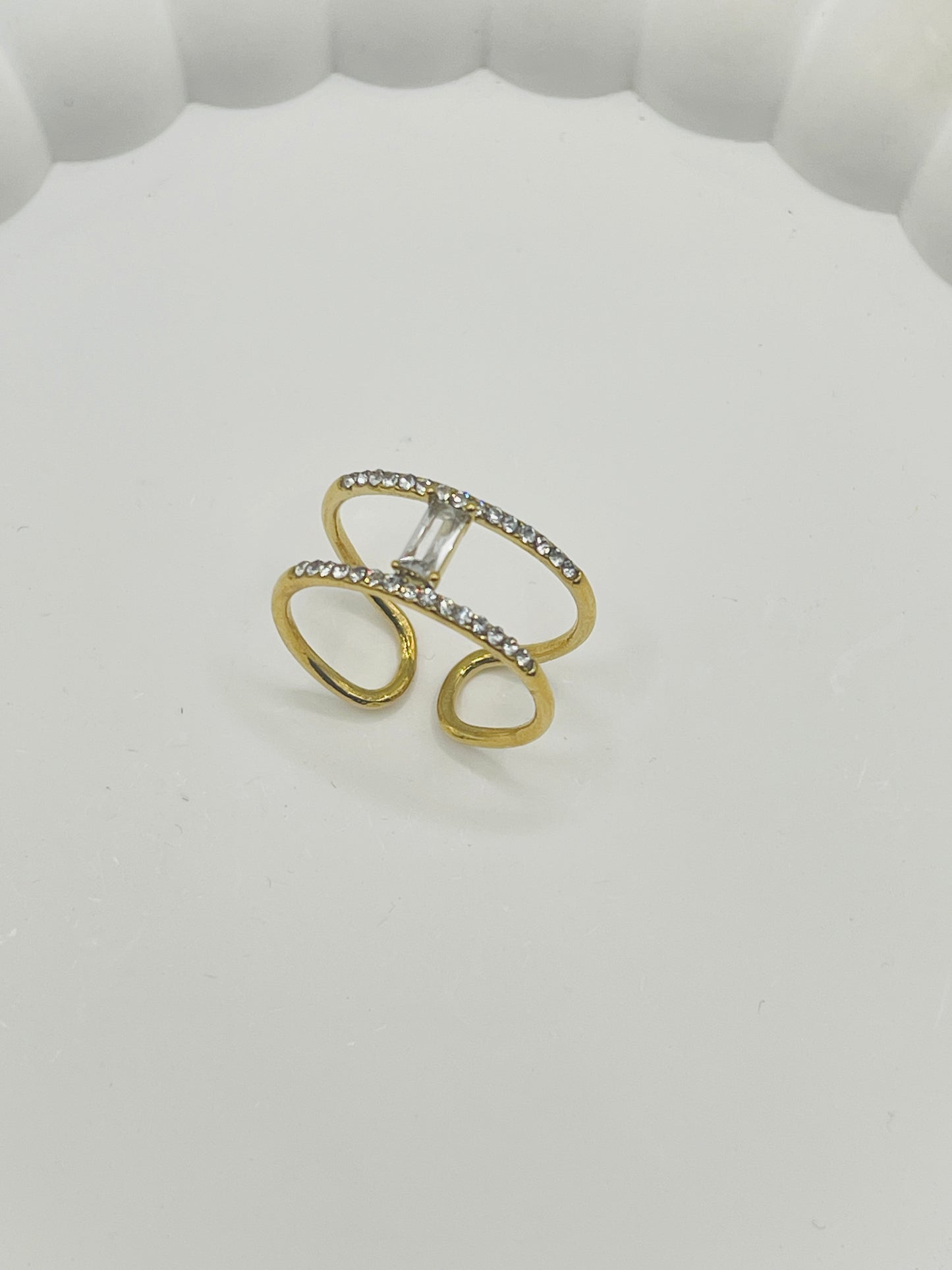 Luxe Baguette Crystal Adjustable Ring