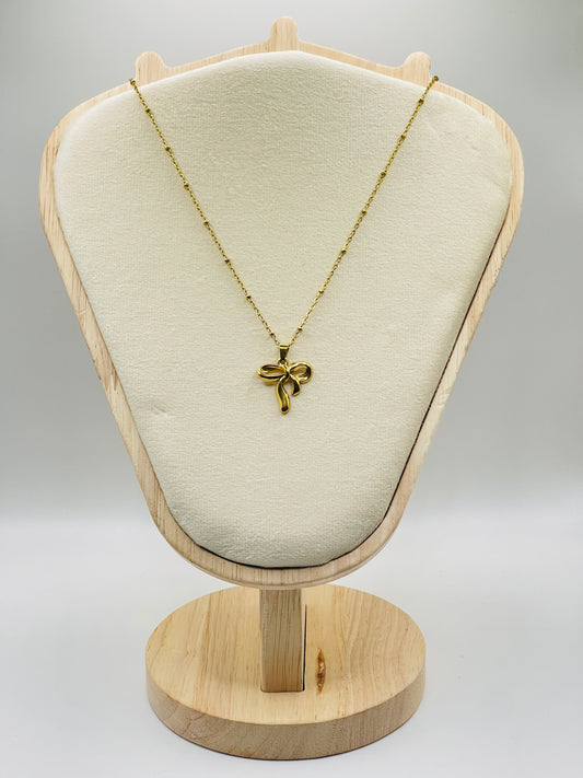 Gold Bow Pendant Necklace